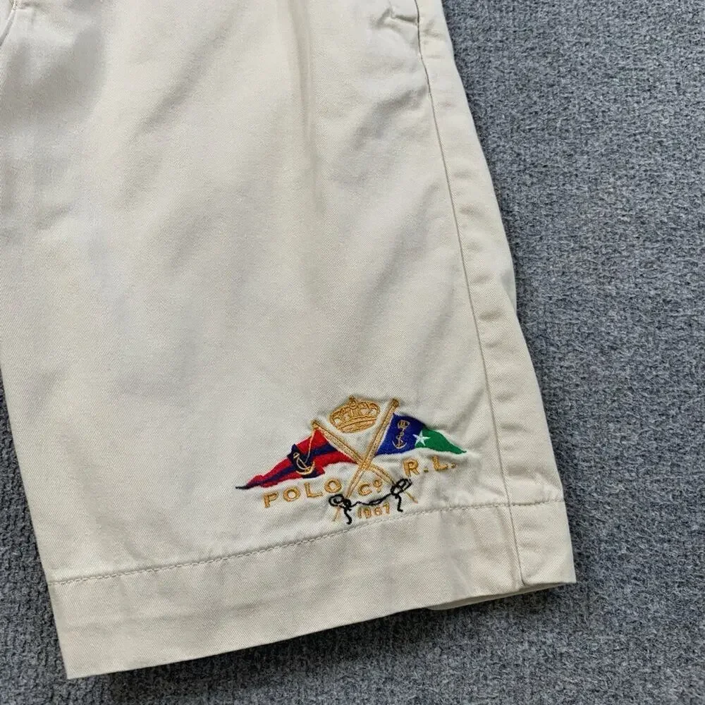 Polo Ralph Lauren Shorts Boys 16 Khaki Cotton 10 Inch Embroidered Classic Chino